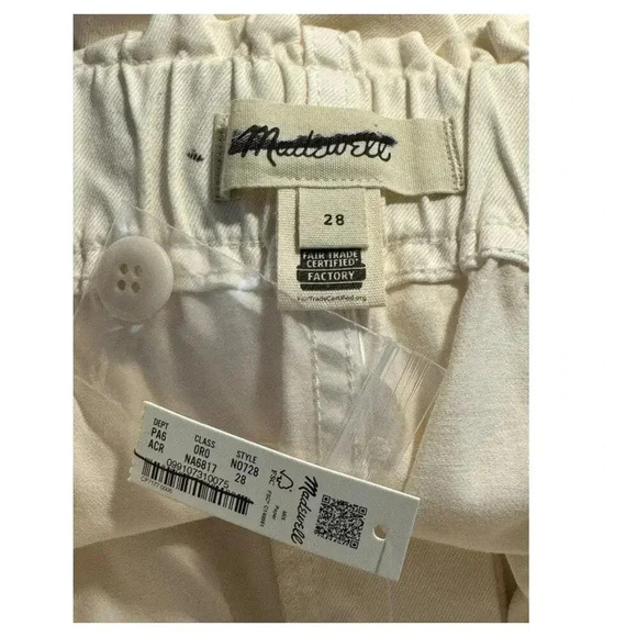 NEW Madewell Women’s Size 6 (28) Pull-On Paperbag Shorts: Garment-Dyed Cream NWT - Picture 4 of 7